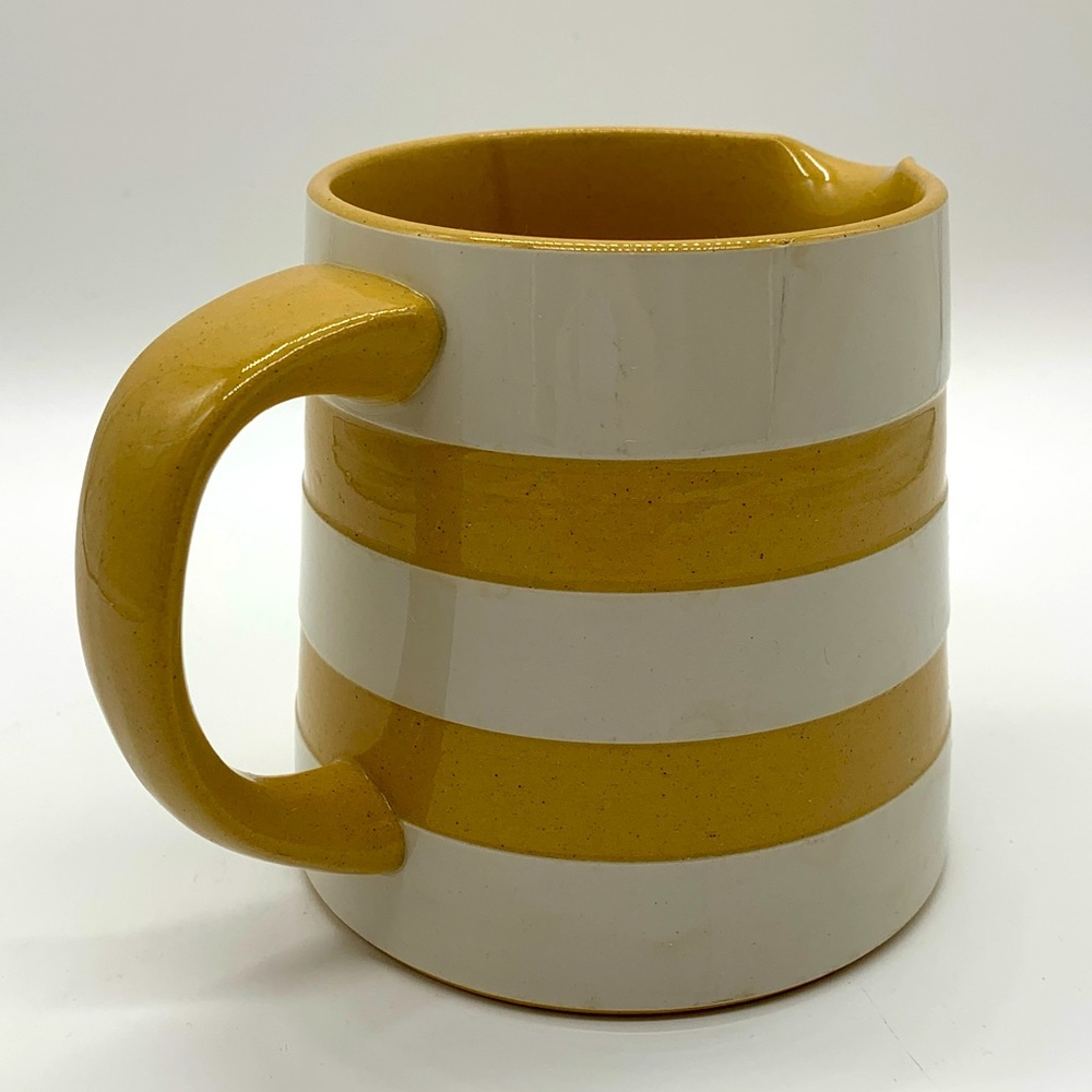 TG Green Cornishware Gold Yellow White Banded Jug Pitcher Judith Onions 4.5” HTF